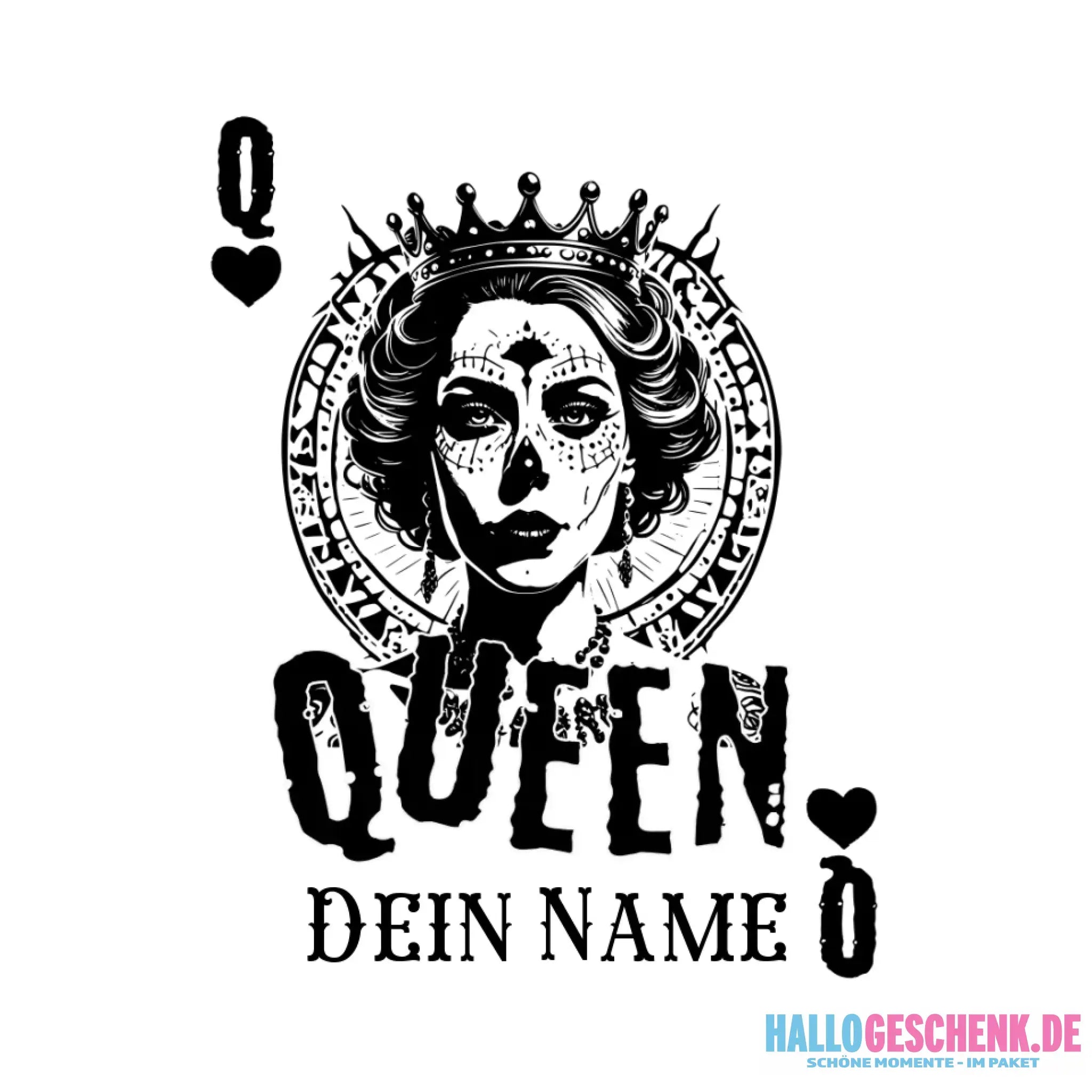 Poker Queen + dein Name • STICKER 20x20 cm (Aufkleber) • personalisiert - ausgestanzter Sticker 20x20 cm (Aufkleber)