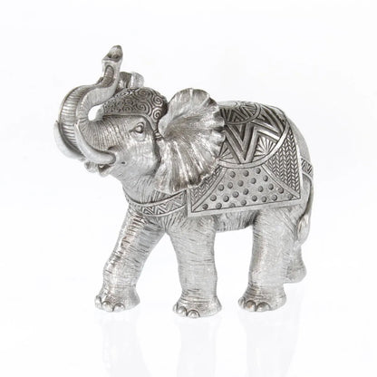 Poly - Elefant zum Stellen, 23,5 x 12 x 21,5 cm, silber - Dekorative Elefantenfigur, stilvoll und elegant von HalloGeschenk.de