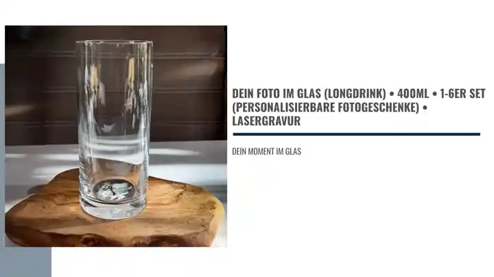 Dein Foto im Glas (Longdrink) &bull; 400ml &bull; 1-6er Set (personalisierbare Fotogeschenke) &bull; Lasergravur by@Outfy