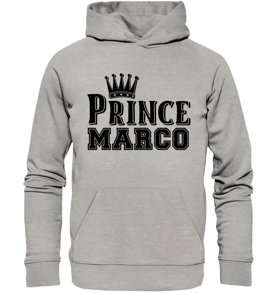 PRINCE + WUNSCHNAME • Unisex Premium Hoodie XS - 5XL aus Bio - Baumwolle für Damen & Herren • Exklusivdesign • personalisiert - HalloGeschenk.de