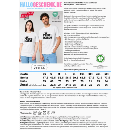 PRINCE + WUNSCHNAME • Unisex Premium T-Shirt XS-5XL aus Bio-Baumwolle für Damen & Herren • Exklusivdesign • personalisiert