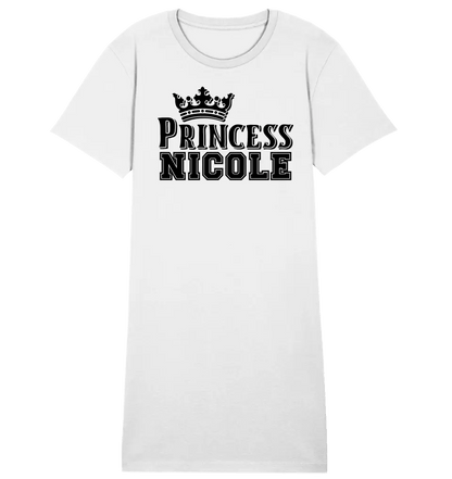 PRINCESS + WUNSCHNAME • 4 Versionen • Ladies Premium T-Shirt Kleid aus Bio - Baumwolle S - 2XL • Exklusivdesign • personalisiert von HalloGeschenk.de