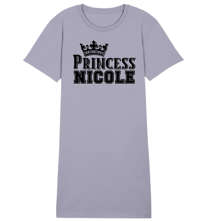 PRINCESS + WUNSCHNAME • 4 Versionen • Ladies Premium T-Shirt Kleid aus Bio - Baumwolle S - 2XL • Exklusivdesign • personalisiert von HalloGeschenk.de