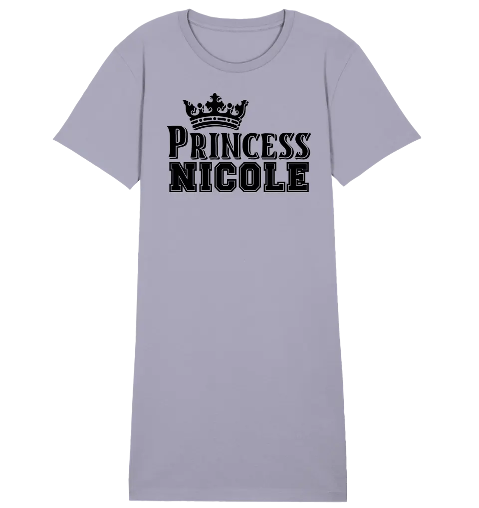 PRINCESS + WUNSCHNAME • 4 Versionen • Ladies Premium T-Shirt Kleid aus Bio - Baumwolle S - 2XL • Exklusivdesign • personalisiert von HalloGeschenk.de