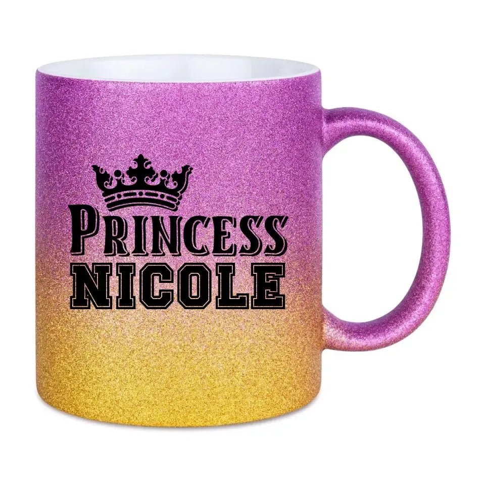 PRINCESS + WUNSCHNAME • Glitzertasse mit Farbverlauf