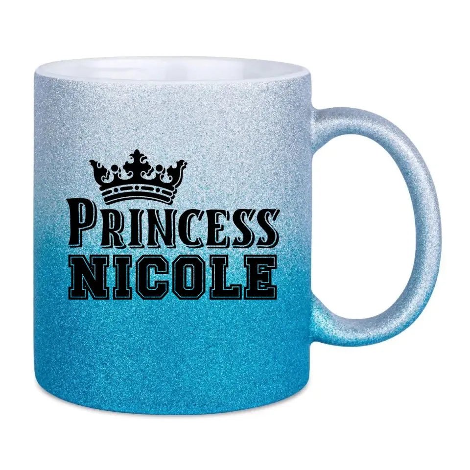 PRINCESS + WUNSCHNAME • Glitzertasse mit Farbverlauf