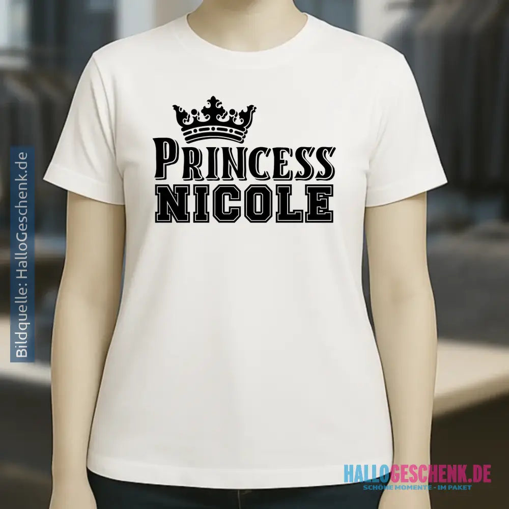 PRINCESS + WUNSCHNAME • Ladies Premium T-Shirt XS-2XL aus Bio-Baumwolle für Damen • Exklusivdesign • personalisiert