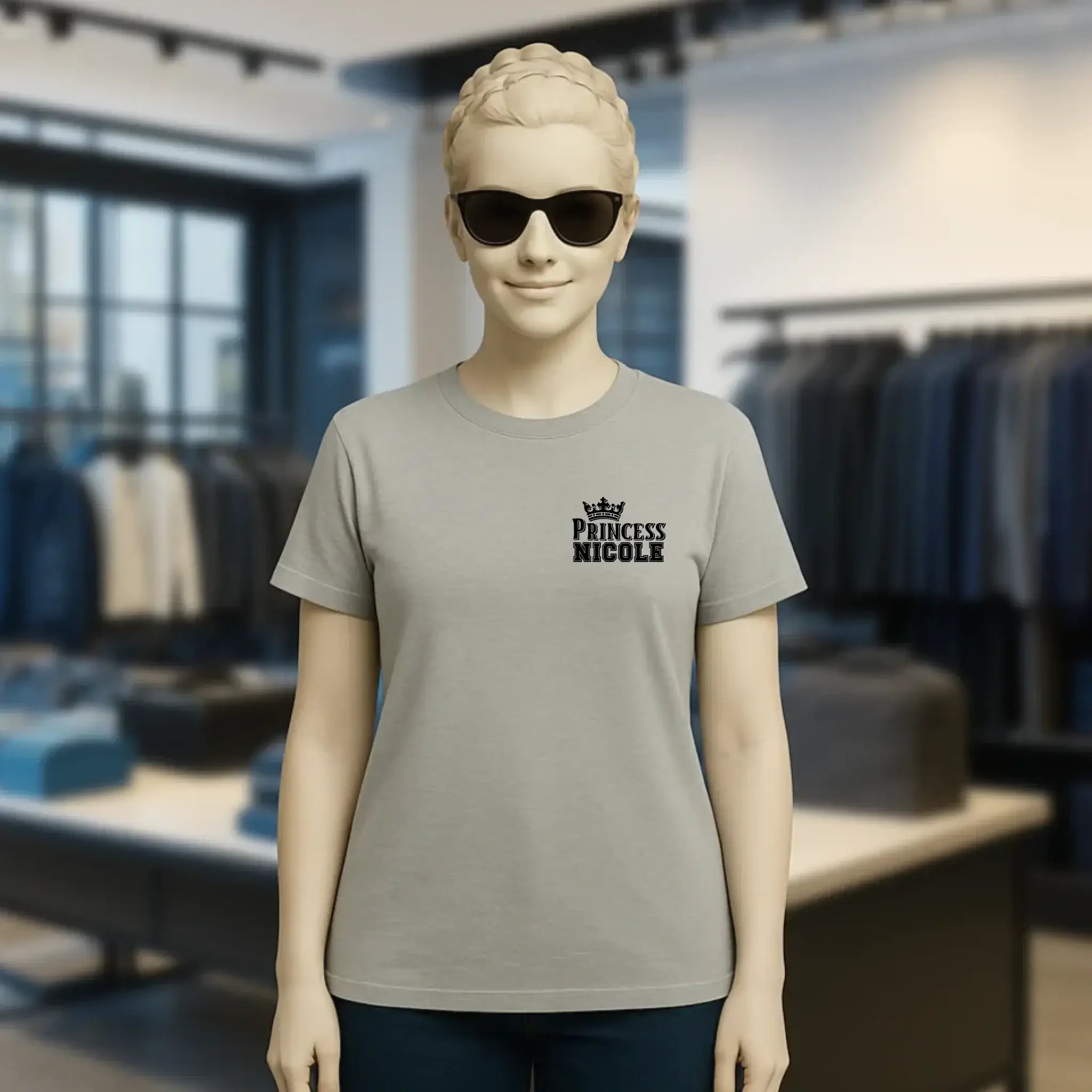 PRINCESS + WUNSCHNAME • Ladies Premium T-Shirt XS-2XL aus Bio-Baumwolle für Damen • Exklusivdesign • personalisiert • Brustdruck