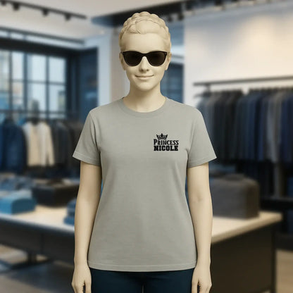 PRINCESS + WUNSCHNAME • Ladies Premium T-Shirt XS-2XL aus Bio-Baumwolle für Damen • Exklusivdesign • personalisiert • Brustdruck