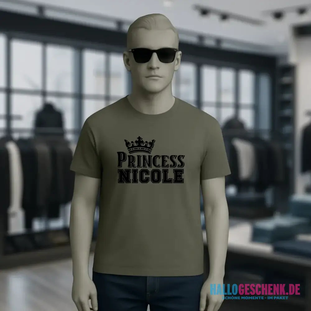 PRINCESS + WUNSCHNAME • Unisex Premium T-Shirt XS-5XL aus Bio-Baumwolle für Damen & Herren • Exklusivdesign • personalisiert