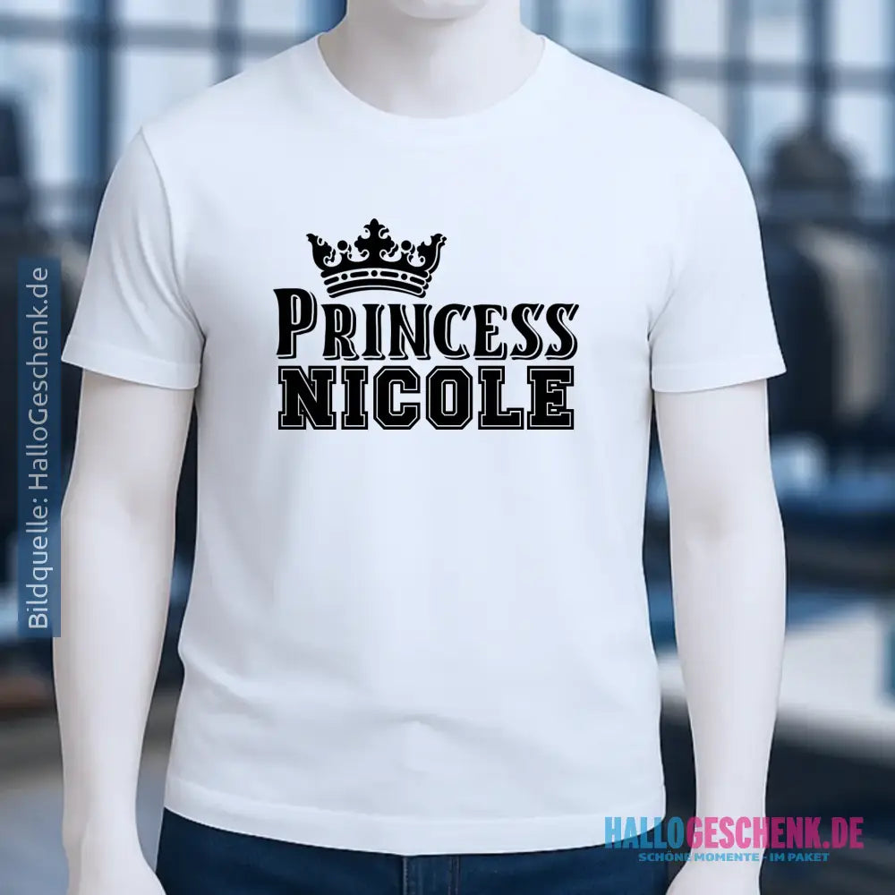 PRINCESS + WUNSCHNAME • Unisex Premium T-Shirt XS-5XL aus Bio-Baumwolle für Damen & Herren • Exklusivdesign • personalisiert