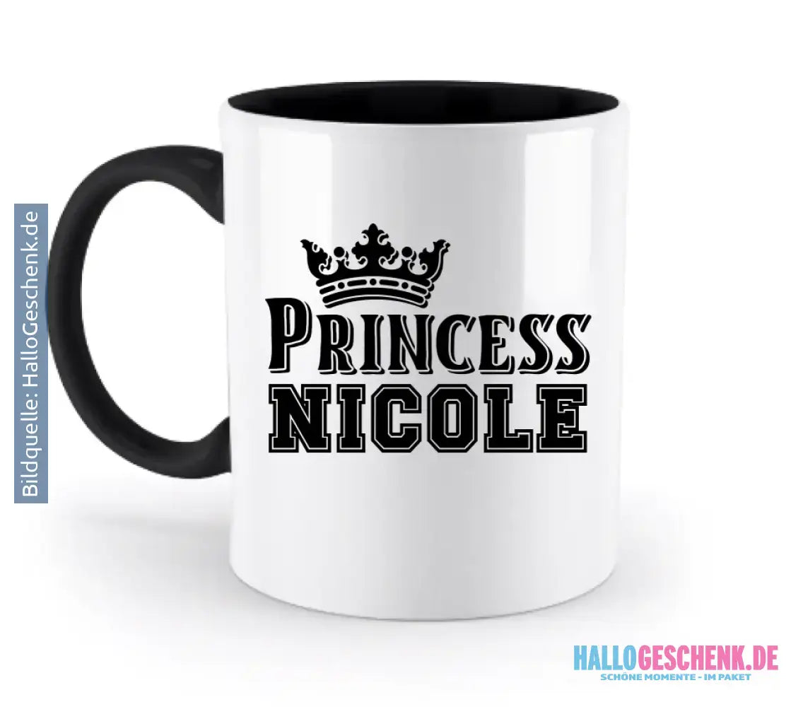 PRINCESS + WUNSCHNAME • zweifarbige Tasse • Exklusivdesign • personalisiert