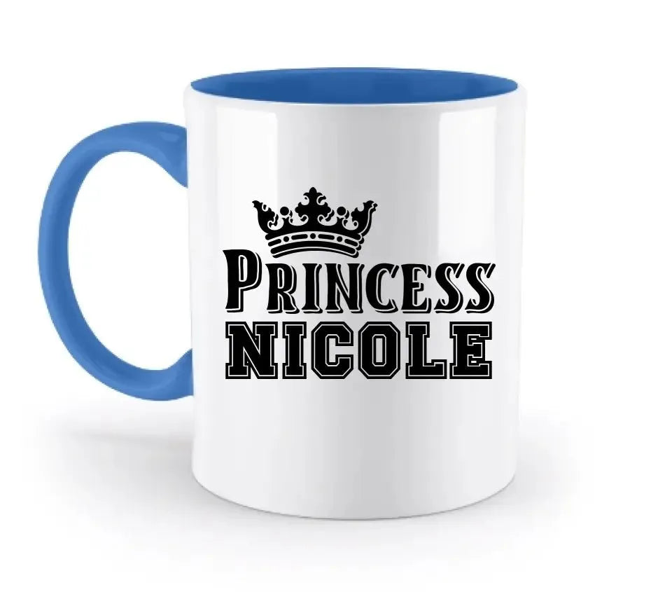 PRINCESS + WUNSCHNAME • zweifarbige Tasse • Exklusivdesign • personalisiert - HalloGeschenk.de