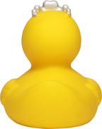 gelbe quietsche-ente mit weißer perlen-tiara als prinzessin badeente