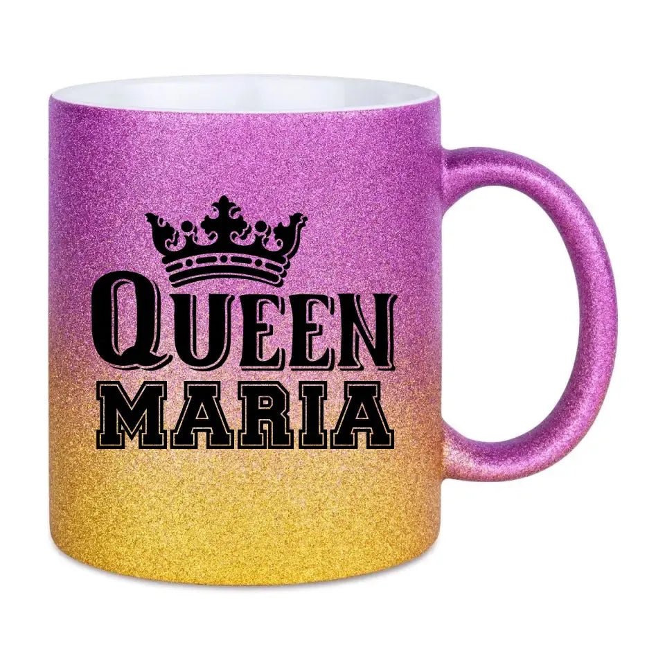 QUEEN + WUNSCHNAME • Glitzertasse mit Farbverlauf