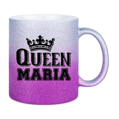 QUEEN + WUNSCHNAME • Glitzertasse mit Farbverlauf