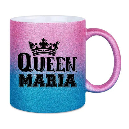 QUEEN + WUNSCHNAME • Glitzertasse mit Farbverlauf