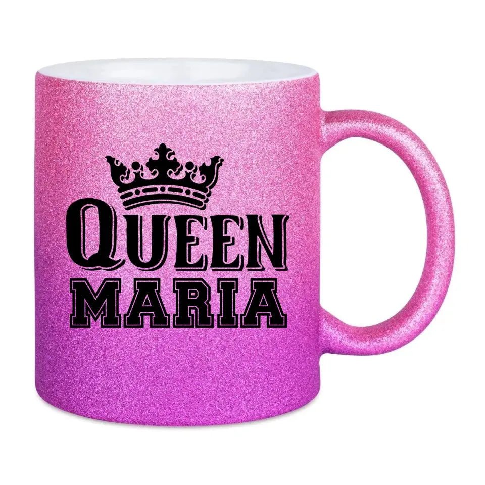 QUEEN + WUNSCHNAME • Glitzertasse mit Farbverlauf