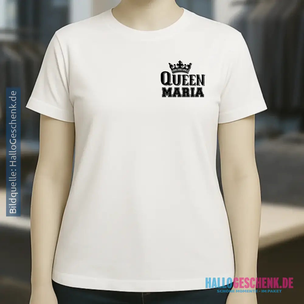 QUEEN + WUNSCHNAME • Ladies Premium T-Shirt XS-2XL aus Bio-Baumwolle für Damen • Exklusivdesign • personalisiert • Brustdruck