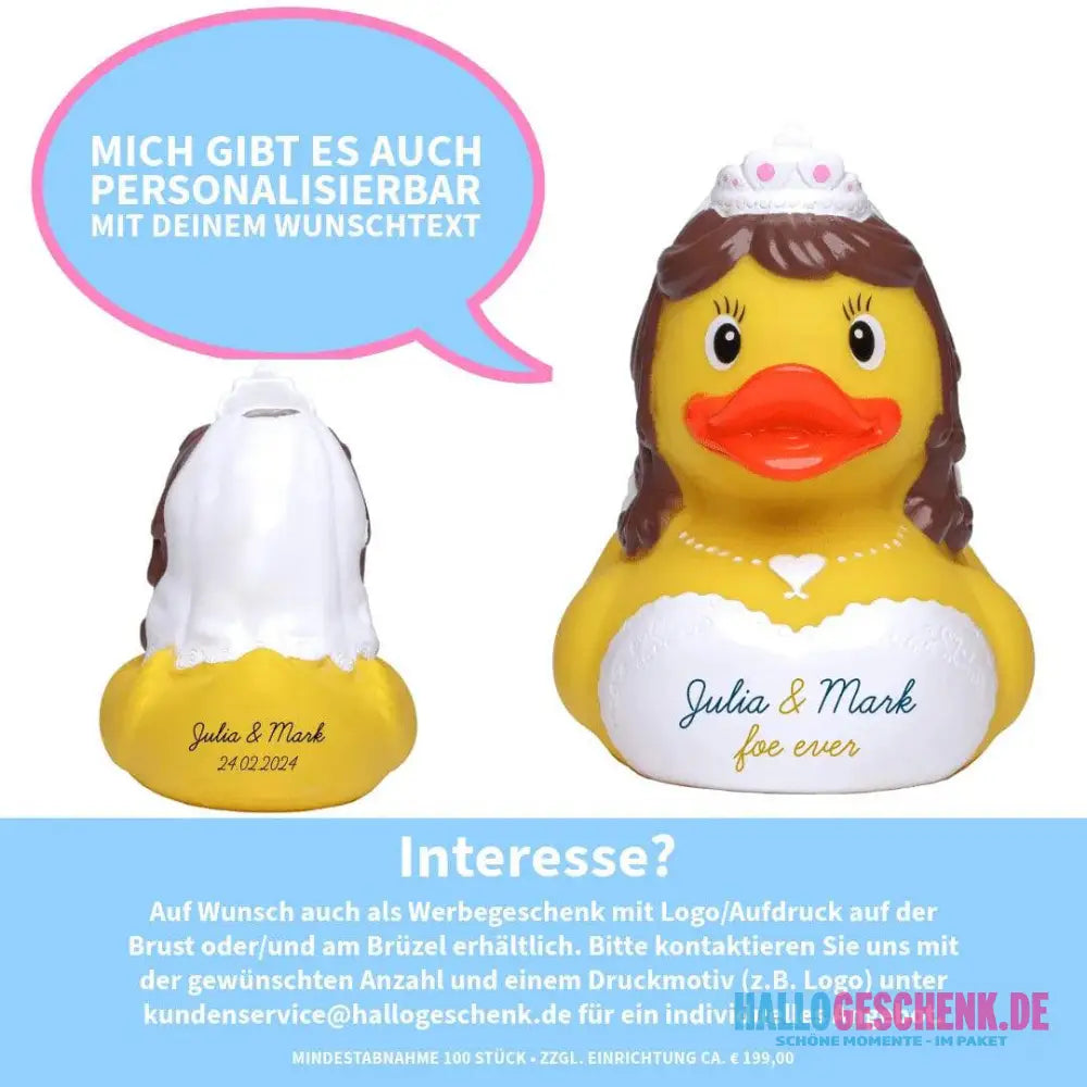 Quietsche-Ente Badeente Braut Hochzeit "Sie"