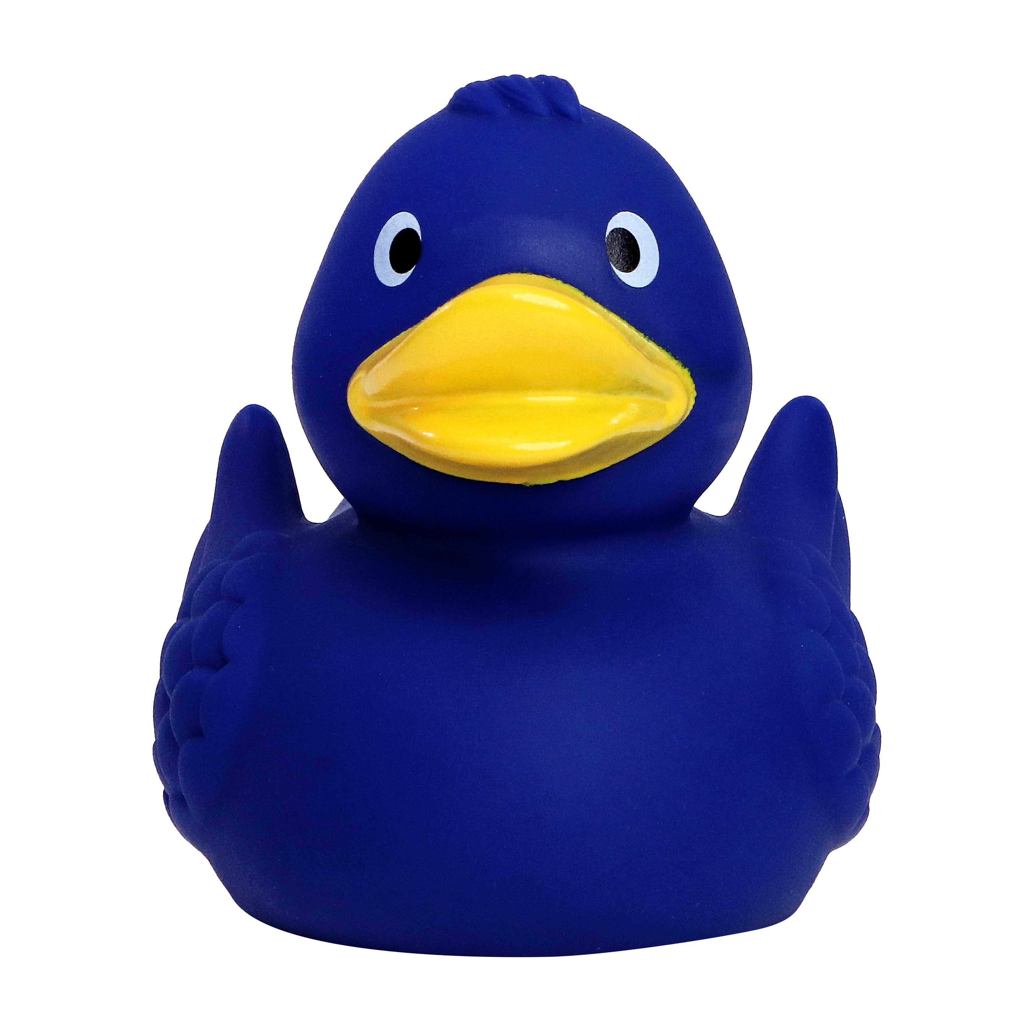 Quietsche-Ente „Wings“ (Blau) – besondere Federoptik • Badeente - Badeenten
