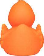Eine orange quietsche-ente wings mit glatter federoptik und abgerundeten, stilisierten merkmalen aus gummi