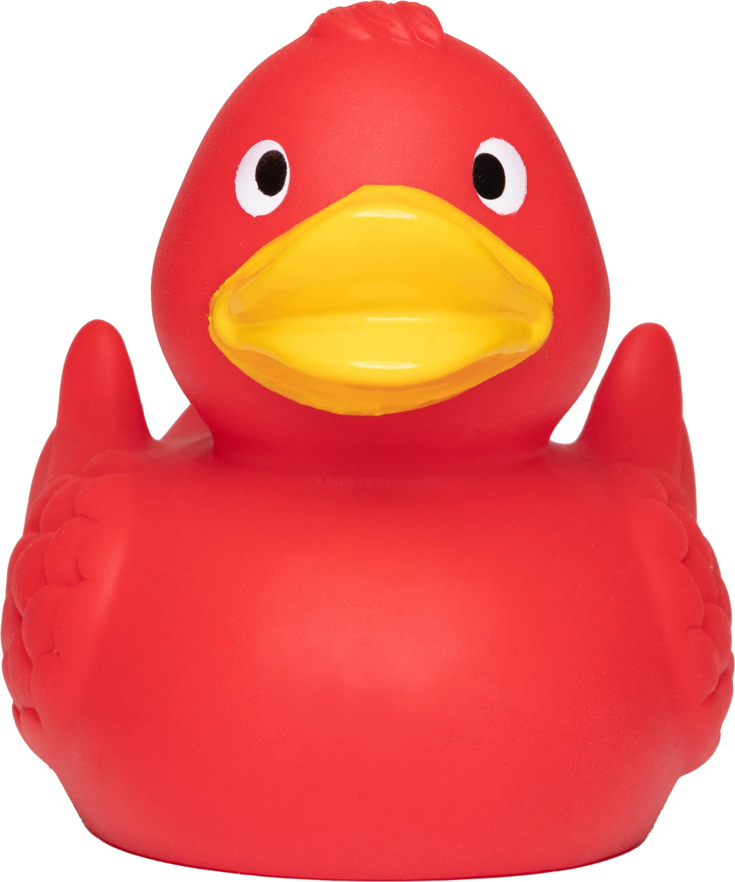 Quietsche-Ente „Wings“ (Rot) – besondere Federoptik • Badeente - Badeenten