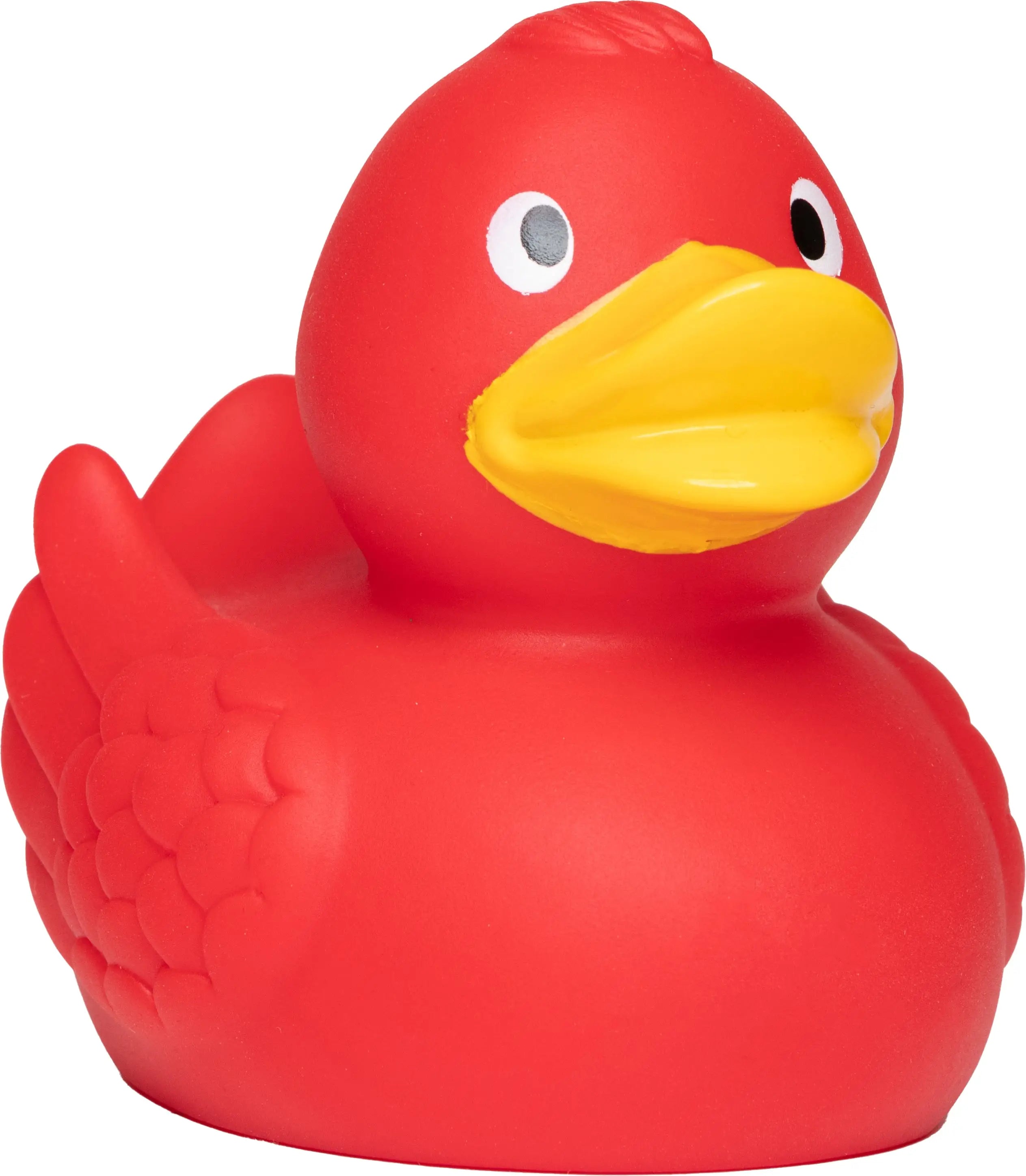 Quietsche-Ente „Wings“ (Rot) – besondere Federoptik • Badeente - Badeenten