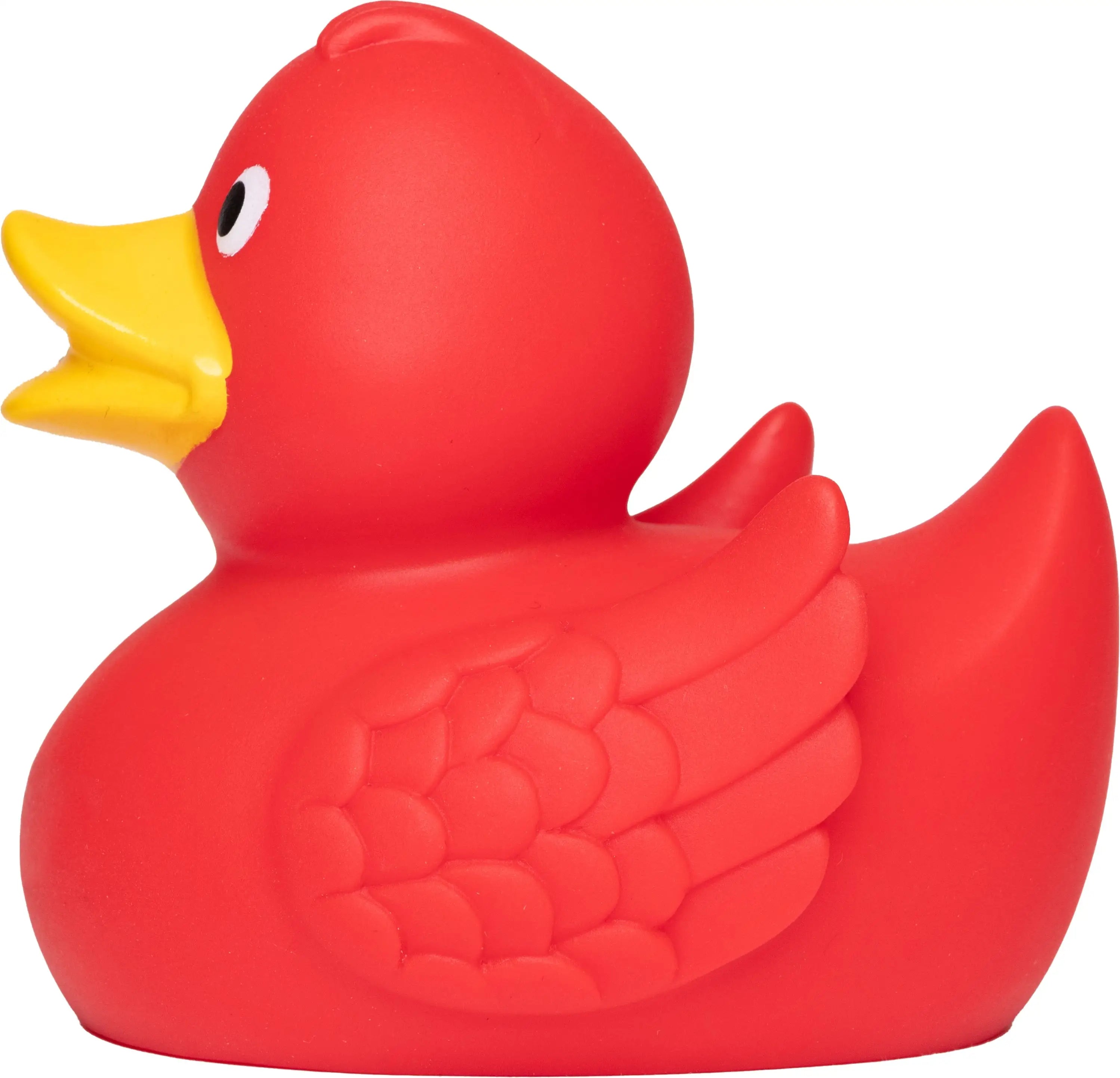 Quietsche-Ente „Wings“ (Rot) – besondere Federoptik • Badeente - Badeenten