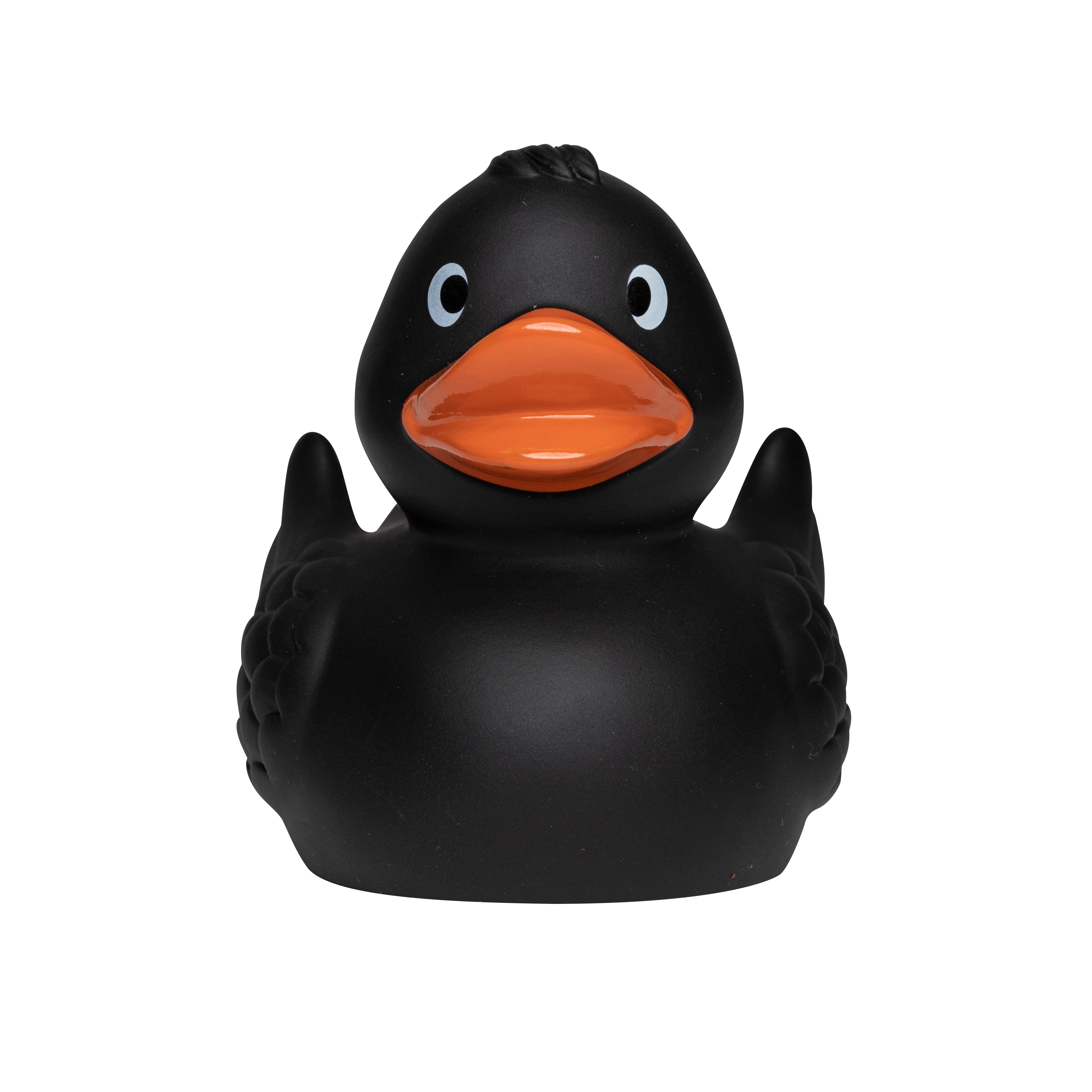 Quietsche-Ente „Wings“ (Schwarz) – besondere Federoptik • Badeente - Badeenten