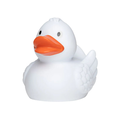 Quietsche-Ente „Wings“ (Weiß) – besondere Federoptik • Badeente - Badeenten