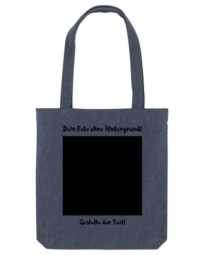 Dunkelgraue canvas-tasche mit schwarzen griffen und rechteckigem schwarzem panel aus der statement-collection