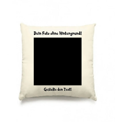 Cremefarbener quadratischer kissenbezug mit schwarzem rahmen und deutschem text aus der statement collection mit wunschtext