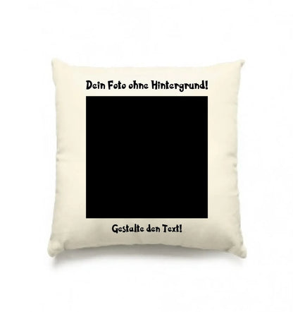 Cremefarbener quadratischer kissenbezug mit schwarzem rahmen und deutschem text aus der statement collection mit wunschtext