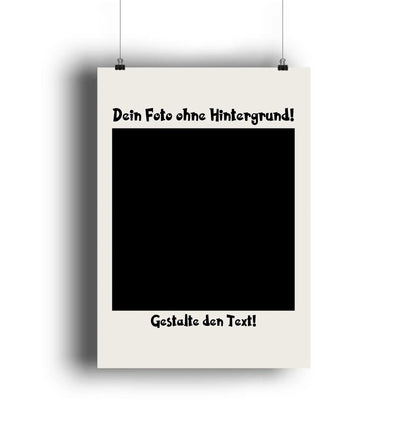 Creamfarbener poster mit schwarztext und mittlerem schwarzen rechteck hängend mit clips aus der statement-collection