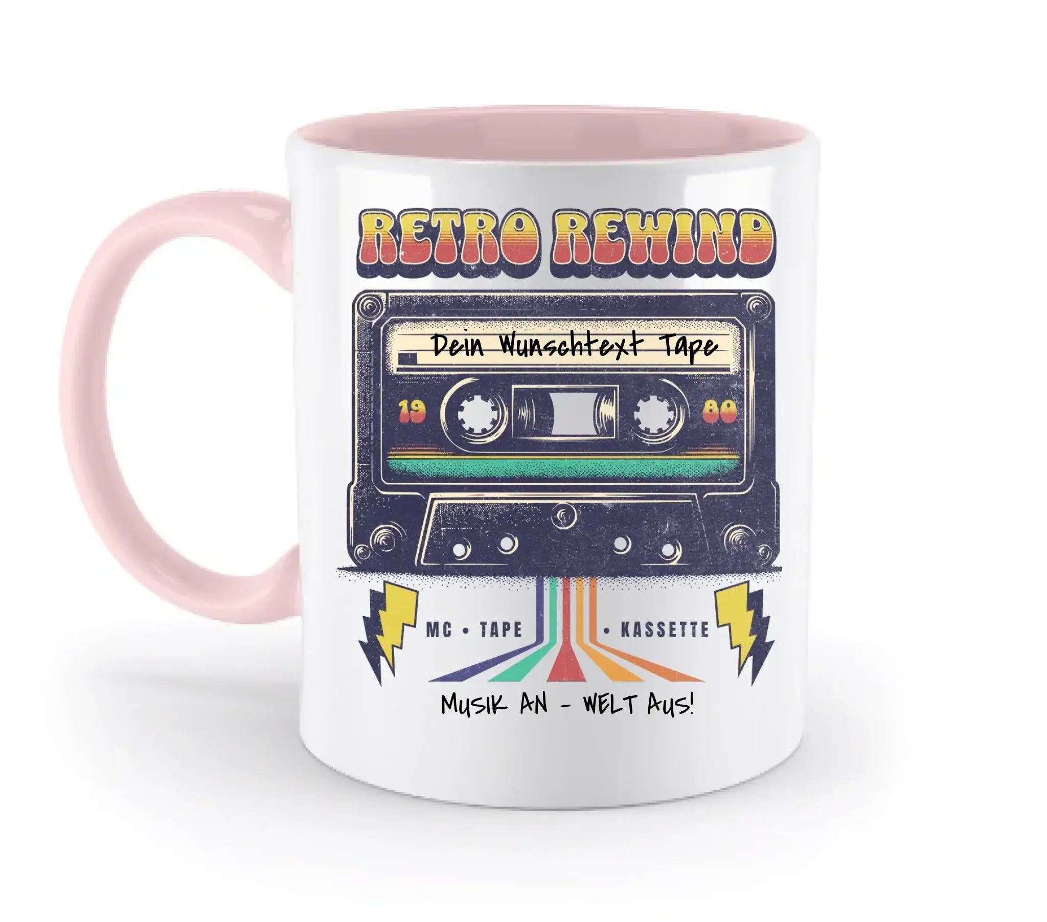 Retro MC 1950 - 2010 mit Wunschtext (personalisierbare Motive) - Zweifarbige Tasse / Powder-Pink / 330ml