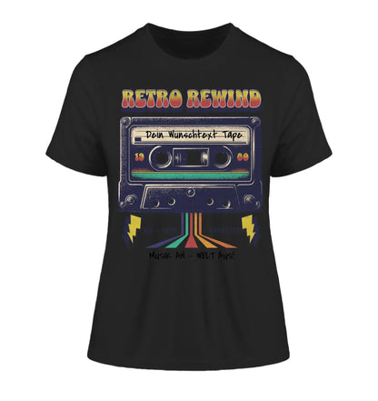 Retro MC 1950 - 2010 mit Wunschtext (personalisierbare Motive) - Damen T-Shirt (Fitted) • Bio / Black / 2XL