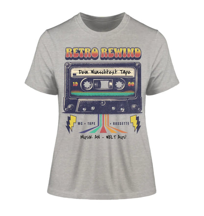 Retro MC 1950 - 2010 mit Wunschtext (personalisierbare Motive) - Damen T-Shirt (Fitted) • Bio / Heather Grey / 2XL