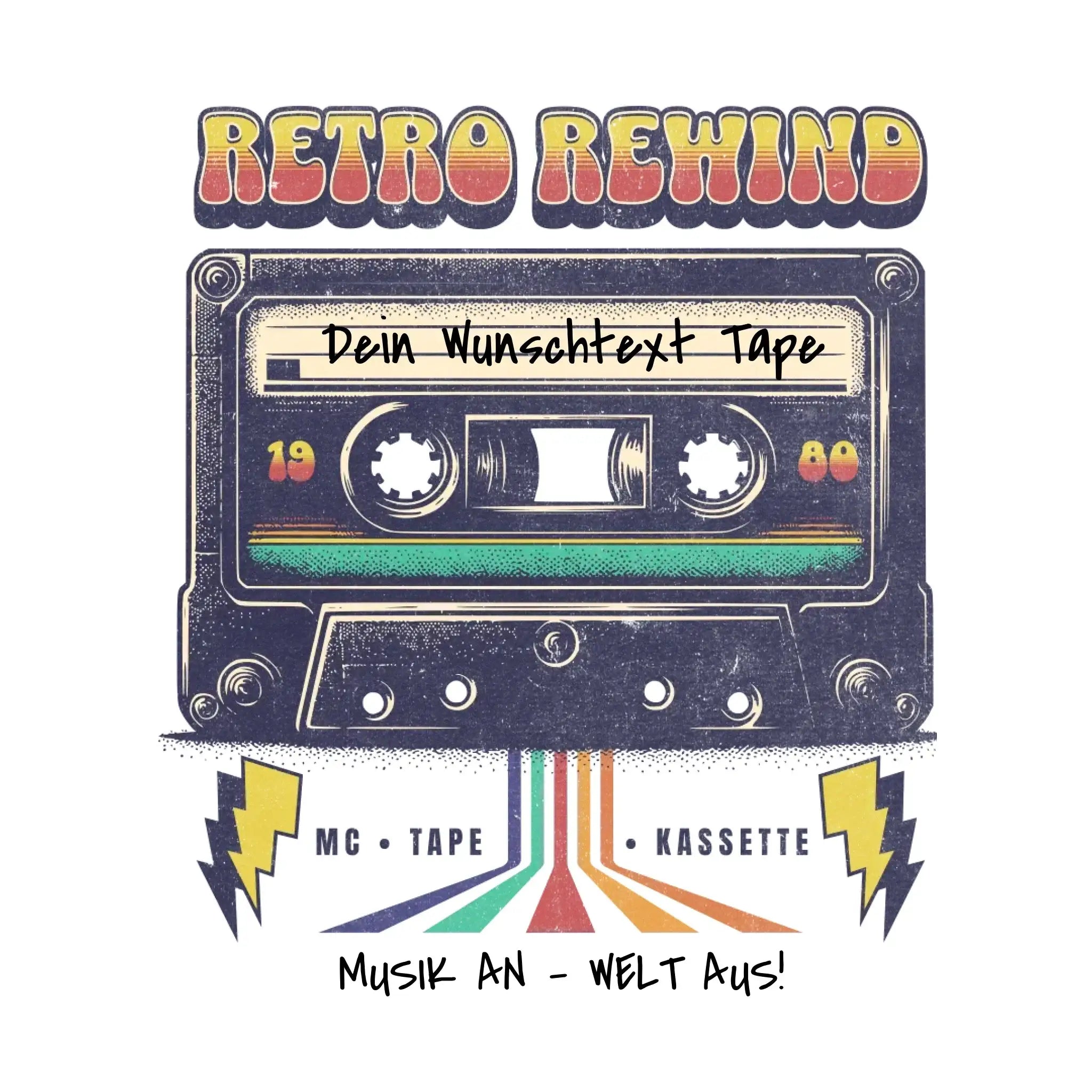 Retro MC 1950 - 2010 mit Wunschtext (personalisierbare Motive) - Sticker 20x20 cm (ausgestanzt) / White / OneSize