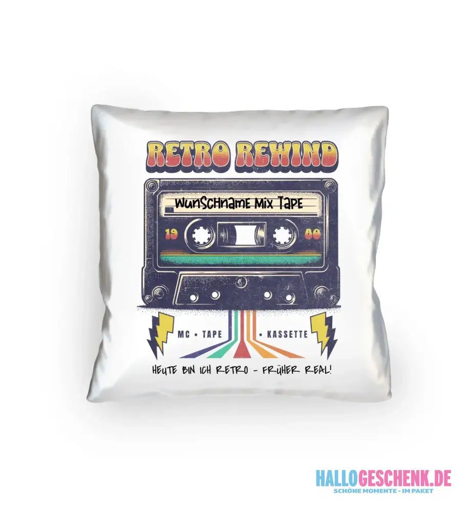 Retro MC 1950 bis 2010 + Wunschtext • Kissen 40x40 cm • personalisiert - Kissen 40x40 cm / White / 40cm-x-40cm
