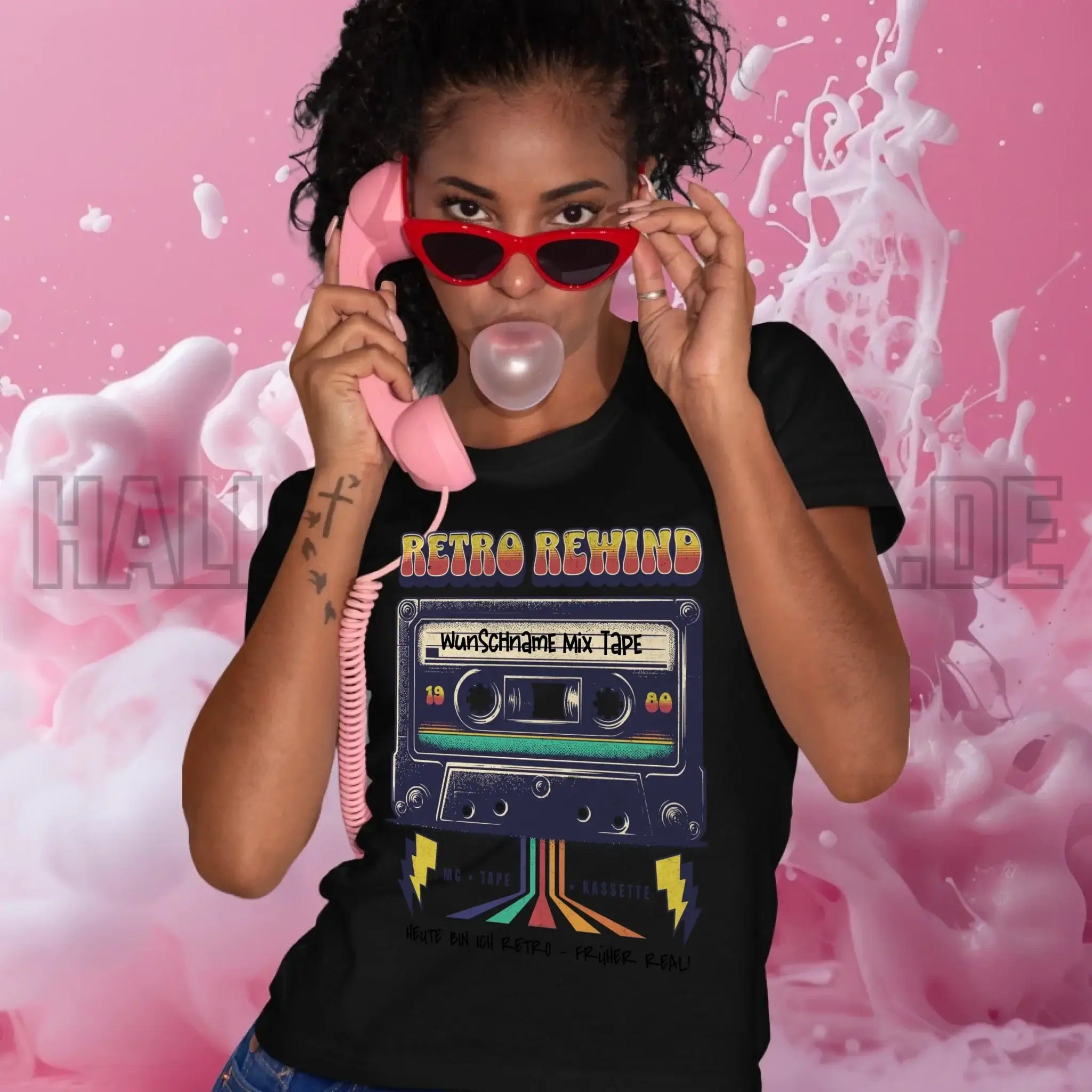Retro MC 1950 bis 2010 + Wunschtext • Ladies Premium T-Shirt XS-2XL aus Bio-Baumwolle für Damen • Exklusivdesign • personalisiert