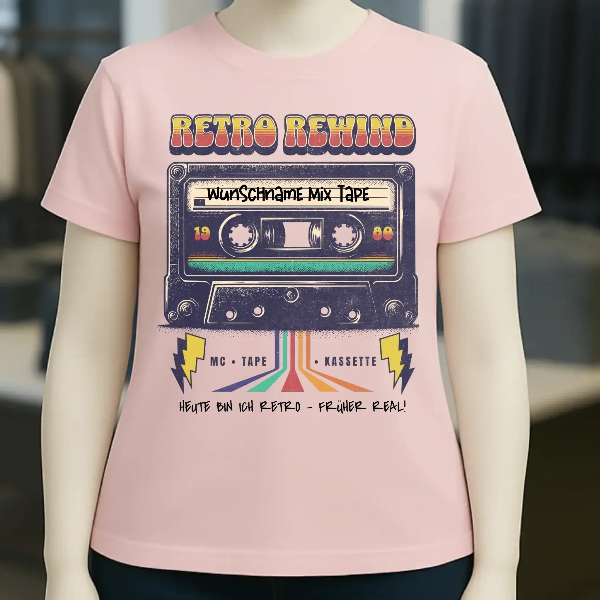 Retro MC 1950 bis 2010 + Wunschtext • Ladies Premium T-Shirt XS-2XL aus Bio-Baumwolle für Damen • Exklusivdesign • personalisiert