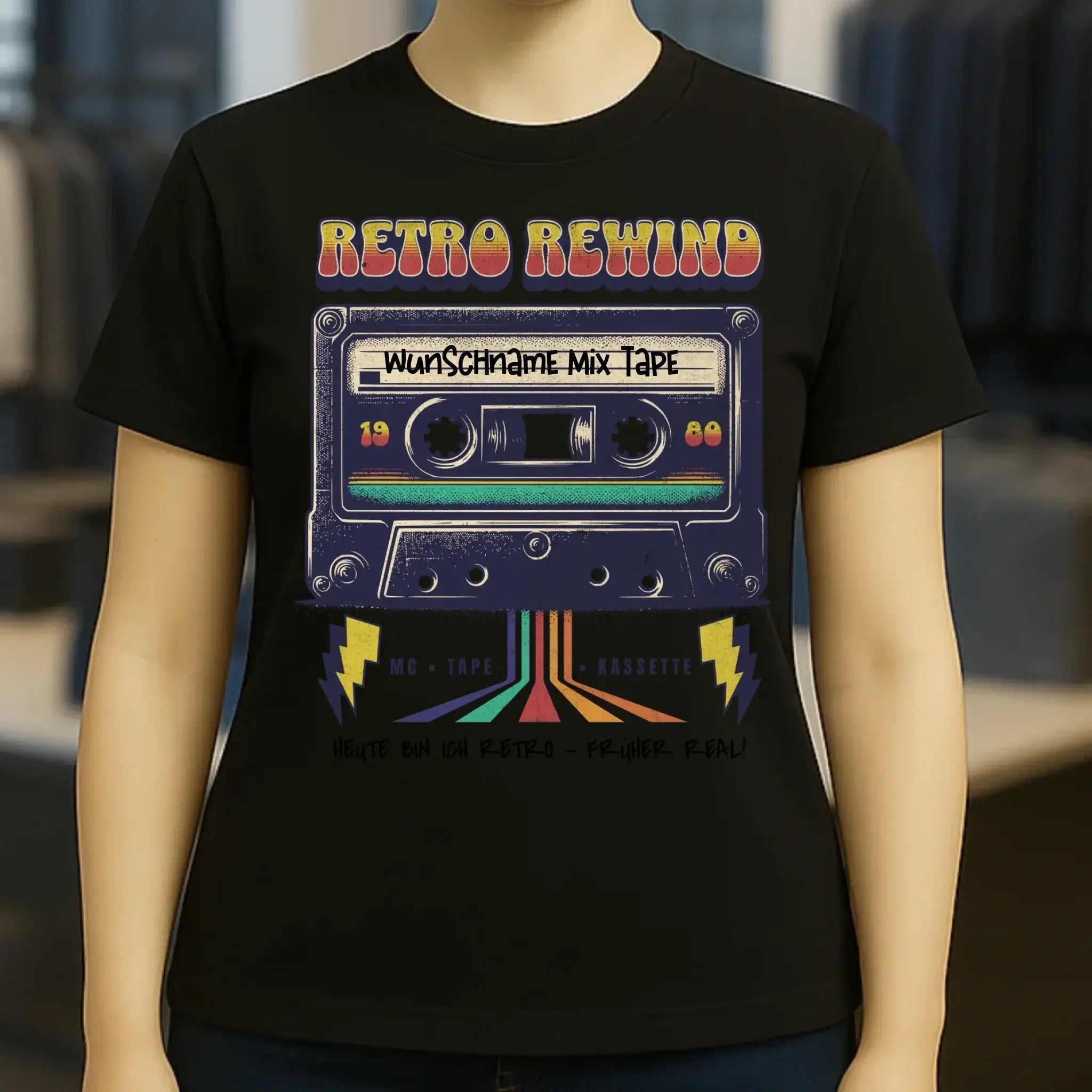 Retro MC 1950 bis 2010 + Wunschtext • Ladies Premium T-Shirt XS-2XL aus Bio-Baumwolle für Damen • Exklusivdesign • personalisiert