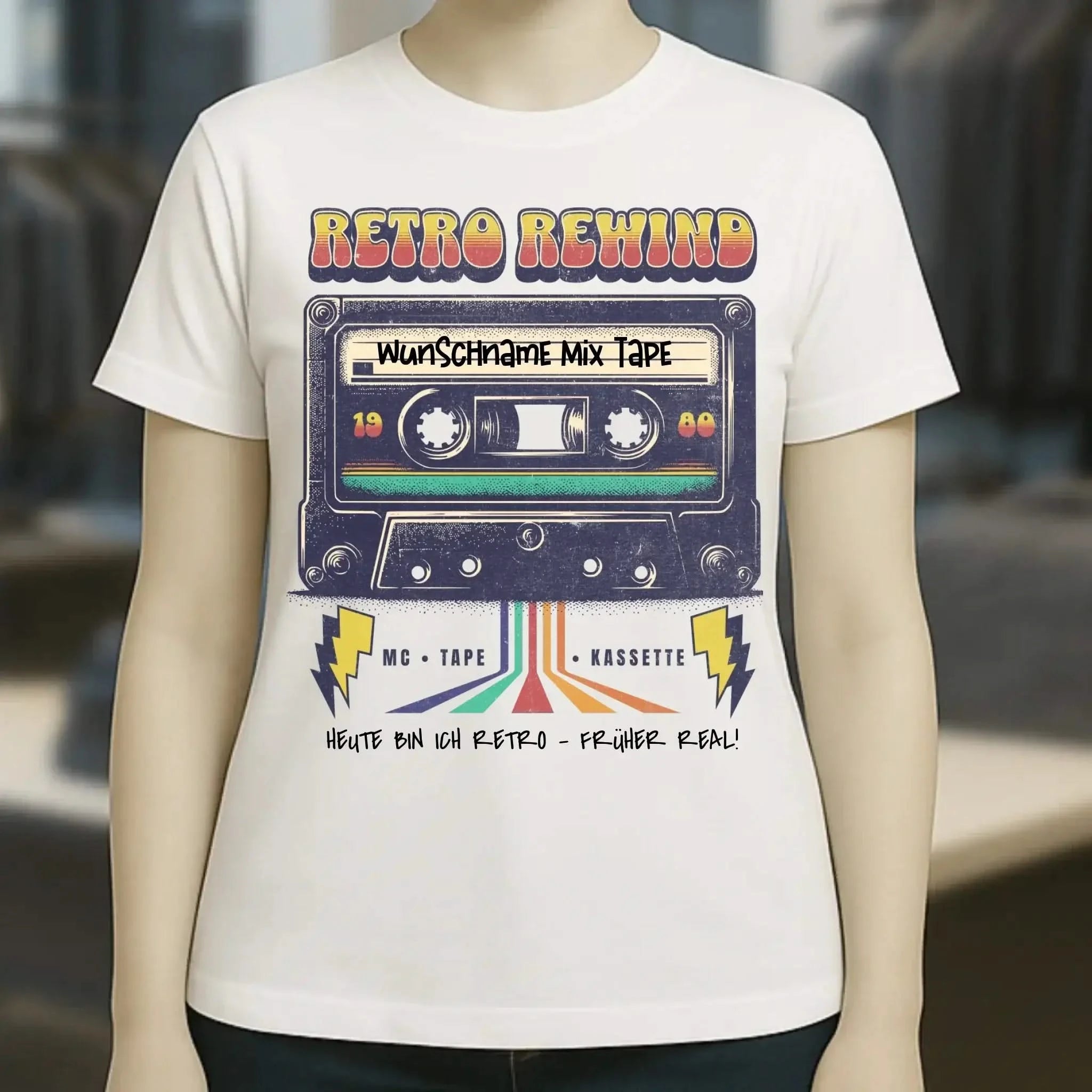 Retro MC 1950 bis 2010 + Wunschtext • Ladies Premium T-Shirt XS-2XL aus Bio-Baumwolle für Damen • Exklusivdesign • personalisiert