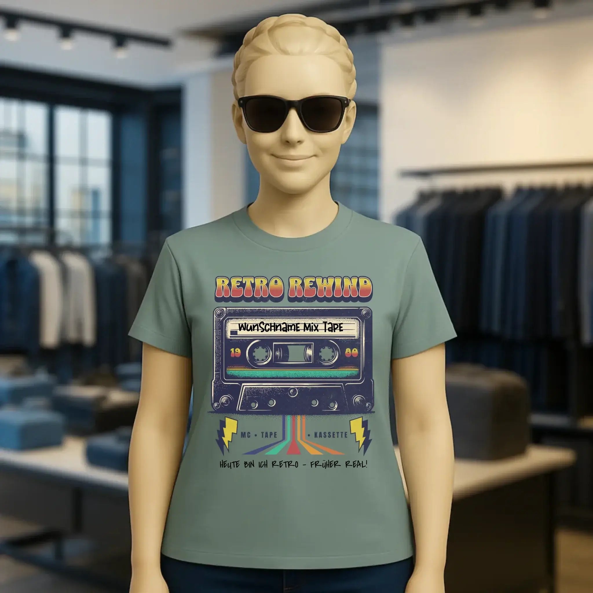 Retro MC 1950 bis 2010 + Wunschtext • Ladies Premium T-Shirt XS-2XL aus Bio-Baumwolle für Damen • Exklusivdesign • personalisiert