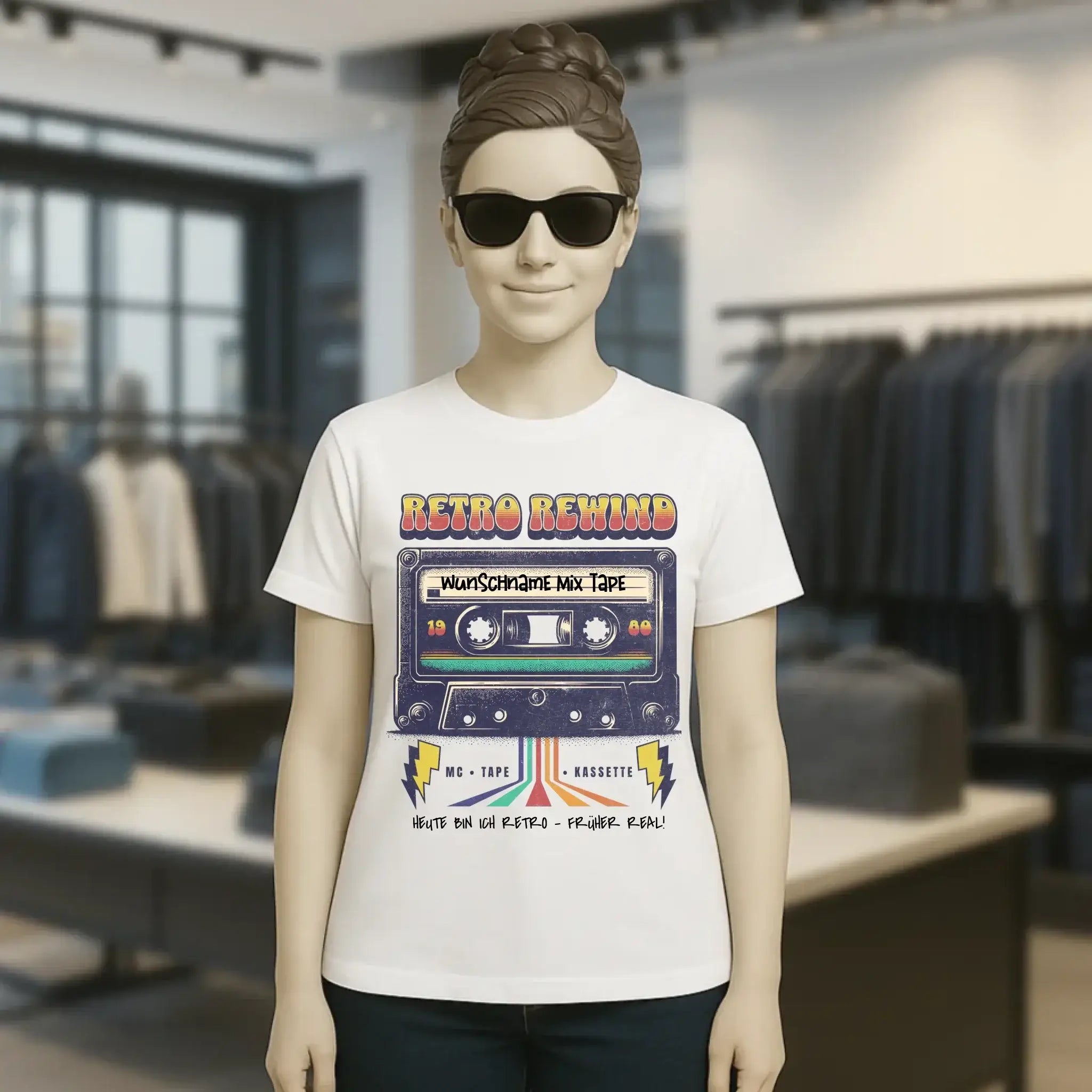 Retro MC 1950 bis 2010 + Wunschtext • Ladies Premium T-Shirt XS-2XL aus Bio-Baumwolle für Damen • Exklusivdesign • personalisiert