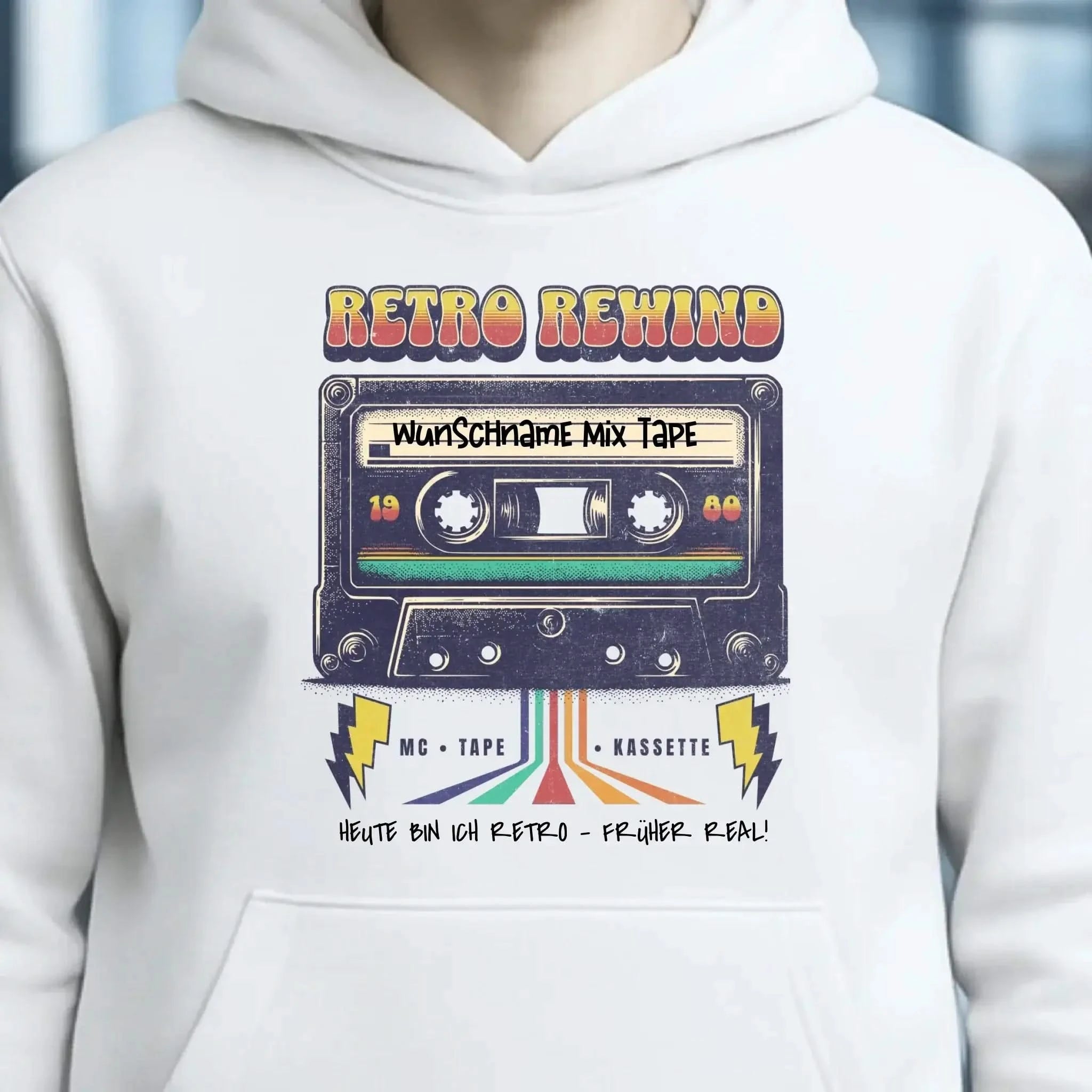 Retro MC 1950 bis 2010 + Wunschtext • Unisex Premium Hoodie XS-5XL aus Bio-Baumwolle für Damen & Herren