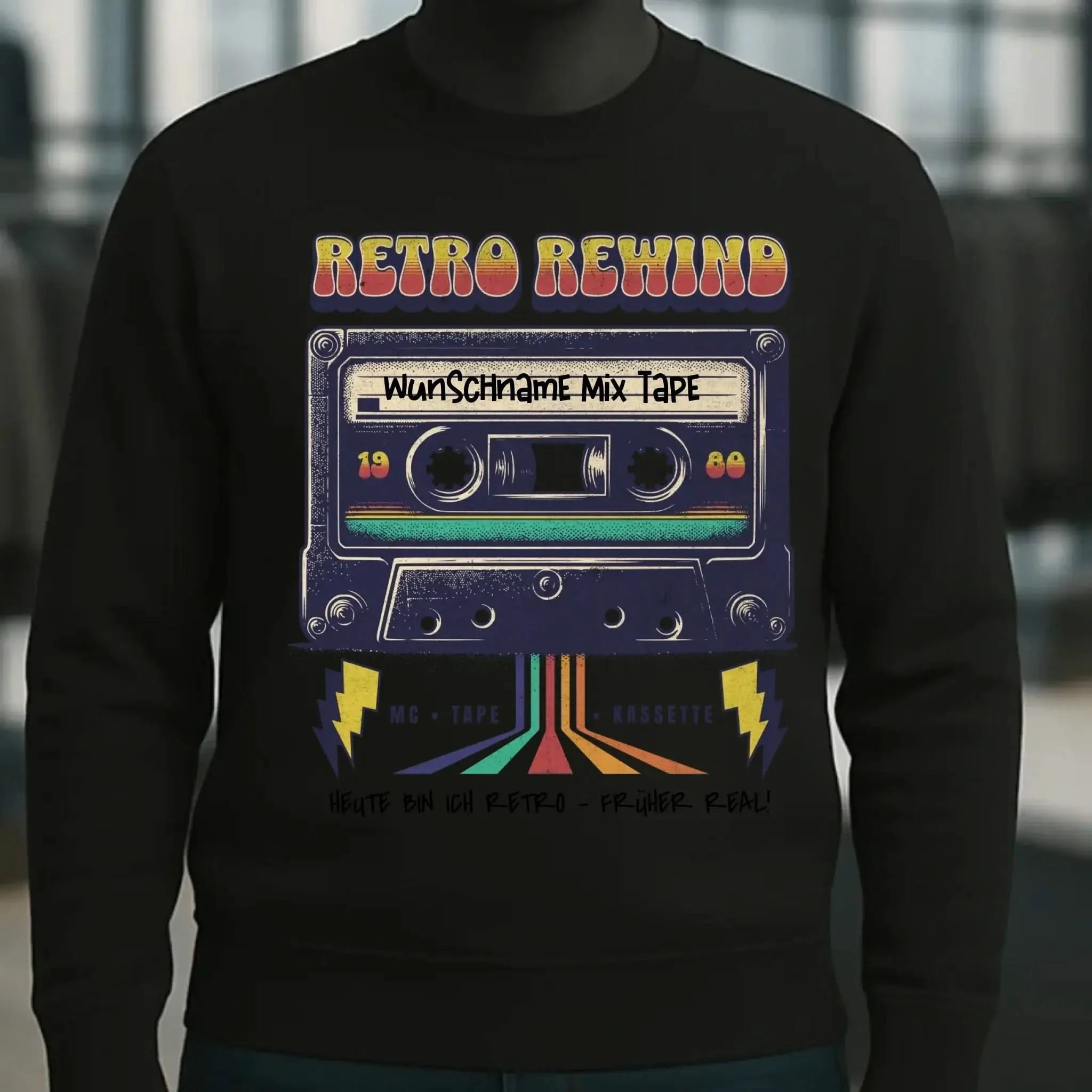 Retro MC 1950 bis 2010 + Wunschtext • Unisex Sweatshirt Bio-Baumwolle in 4 Farben XS-3XL • personalisiert