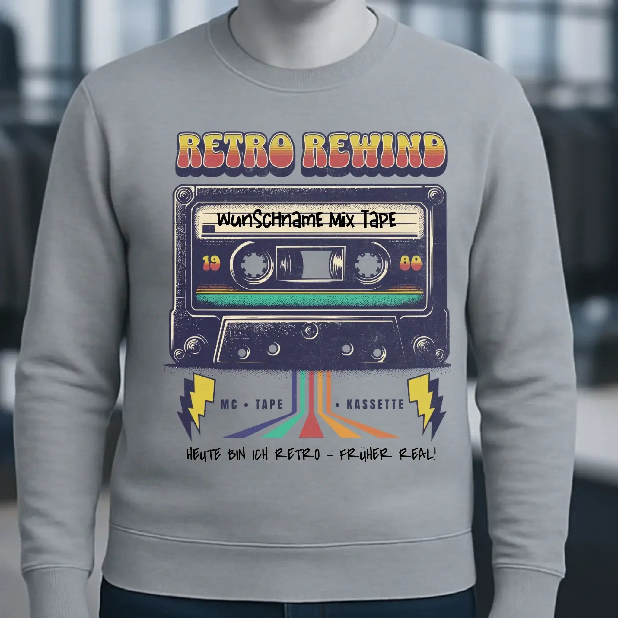 Retro MC 1950 bis 2010 + Wunschtext • Unisex Sweatshirt Bio-Baumwolle in 4 Farben XS-3XL • personalisiert