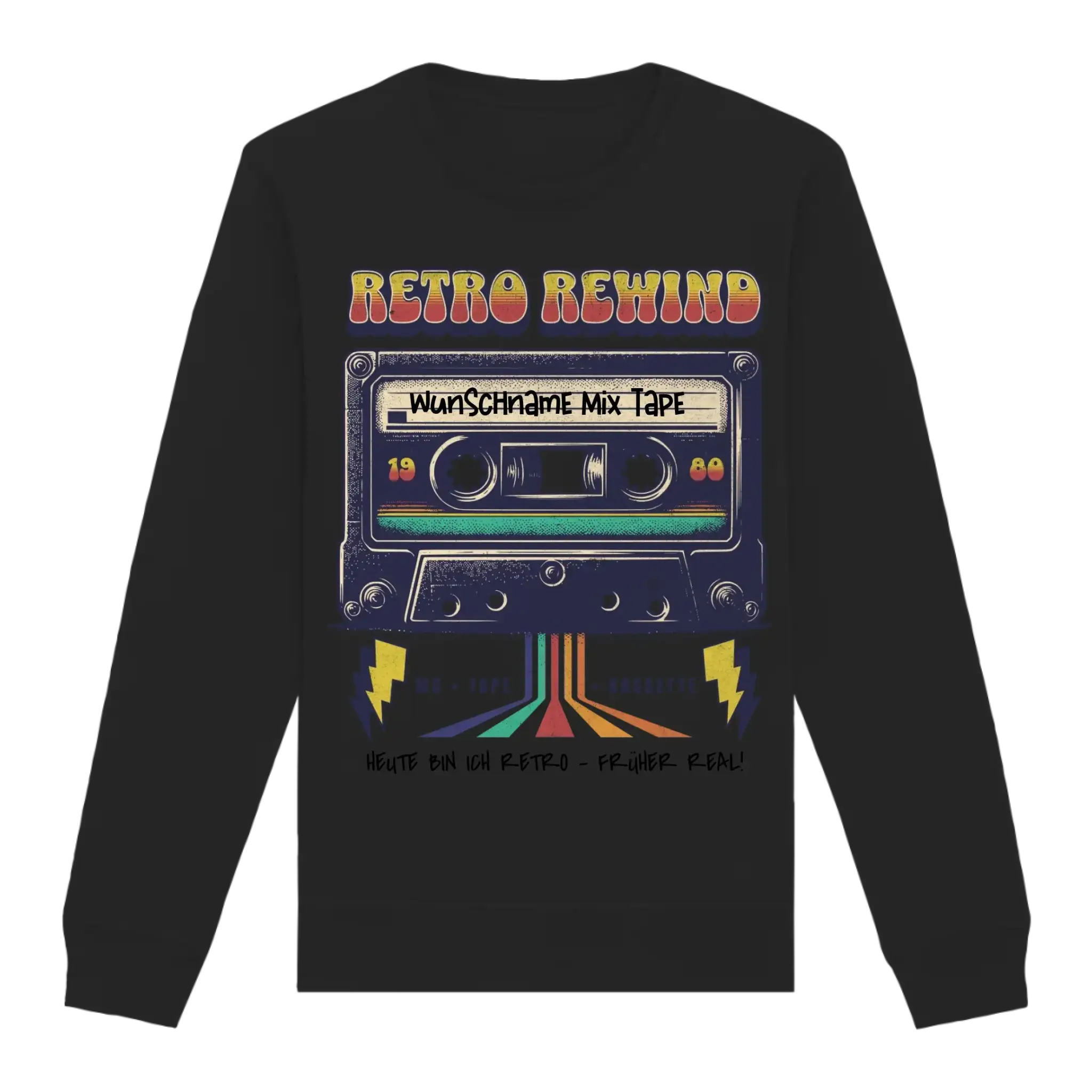 Retro MC 1950 bis 2010 + Wunschtext • Unisex Sweatshirt Bio-Baumwolle in 4 Farben XS-3XL • personalisiert